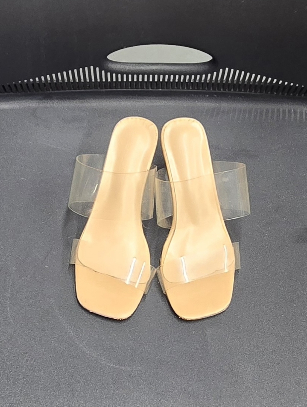 Clear Strap Nude Heeled Sandals